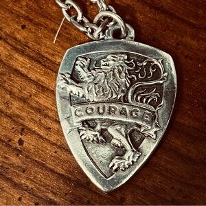 Vintage Silver Courage Pendant Necklace